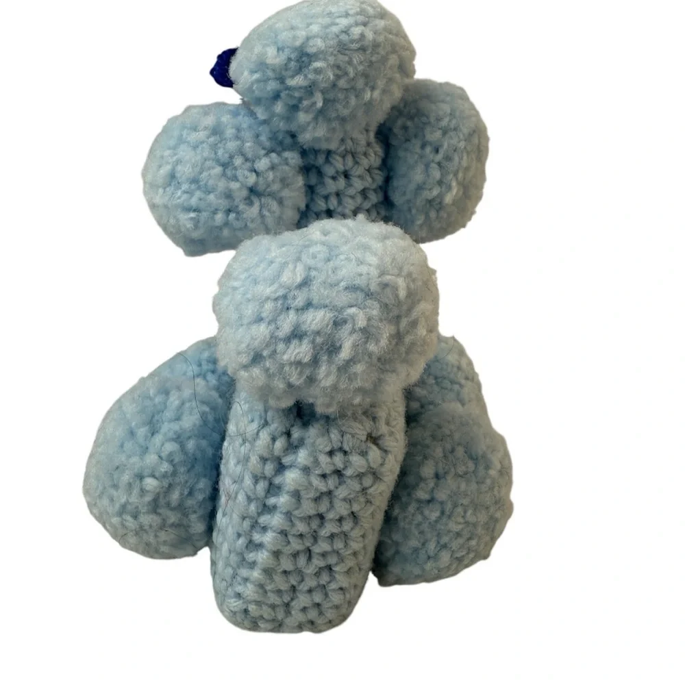 True Vtg Mid-century 1950s 1960s Crochet Blue Poodle Soap Cover Bar Decor MCM